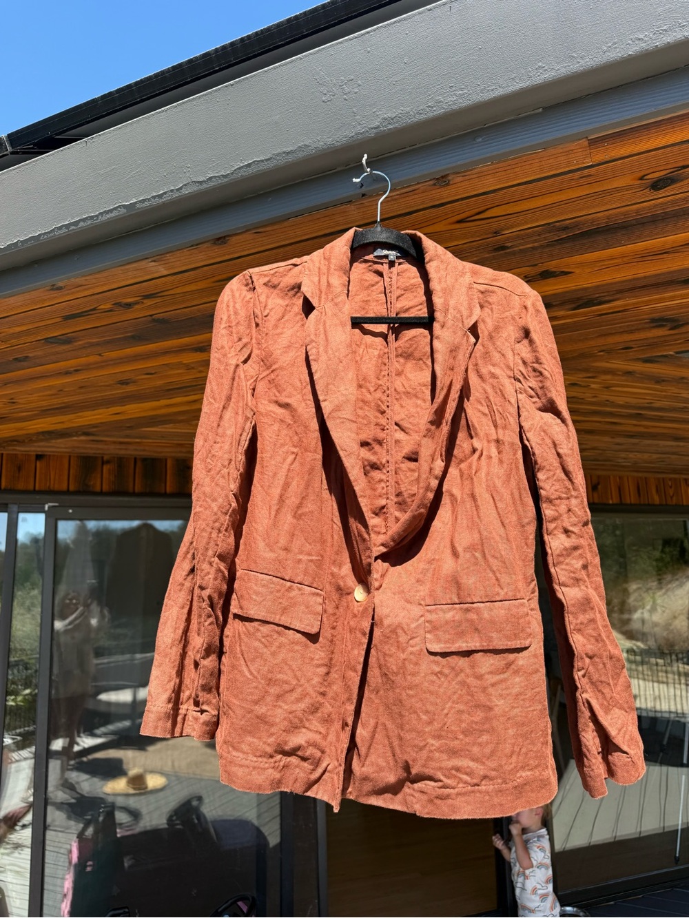 Quince Women's Rust Orange Single-Button Blazer